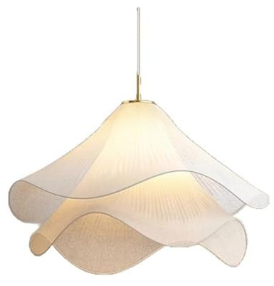 LUOYAOB Moderne nordische Stoff-Blütenblatt-Pendelleuchte, dimmbar, warmweiß, Hängelampe, gewellter Schirm, höhenverstellbar, Deckenleuchte for Esszimmer, Schlafzimmer, Wohnzimmer, Heimbeleuchtung(S)