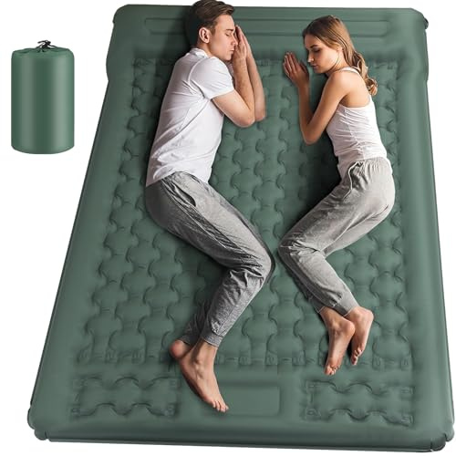Jaztral Camping Isomatte Selbstaufblasend 2025 Nue,12cm Verdickte Luftmatratze mit Verstärkter Luftsäulen-Struktur,Fußpumpe,16cm Kopfkissen,Reißfestes,Ultraleicht & Kompakt für Outdoor,Wandern,Strand