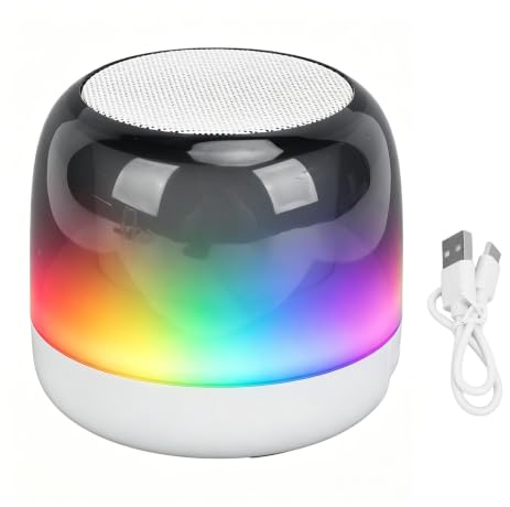 TICFOX Mini Tragbarer Bluetooth-Lautsprecher, Bluetooth Lautsprecher mit Licht, Musikbox Bluetooth 5.4, Freisprechfunktion Touch Dimmbar Nachttischlampe für Outdoor/Garten/Sport (Weiß)