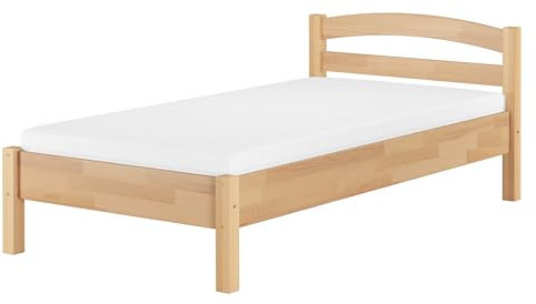 Erst-Holz® Massivholzbett Buche Natur 100x200 Einzelbett Bettgestell mit Matratze und Rollrost 60.73-10 M