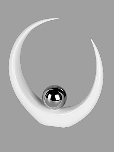 Deko Objekt Artikel abstrakte Skulptur Figur Dekofigur mit Silber Kugel Keramik