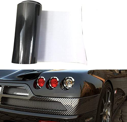 WDragon 30 Centimeter x 200 Centimeter High Gloss Black Carbon Fiber Vinyl Wrap Texture 3 Layer 5D Vinyl Wrap DIY Film