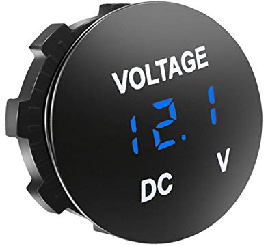 Aofan Digitales LED Voltmeter DC 12V 24V für Auto Motorrad LKW (Blau) – Spritzwassergeschützt, 3-stellige Anzeige