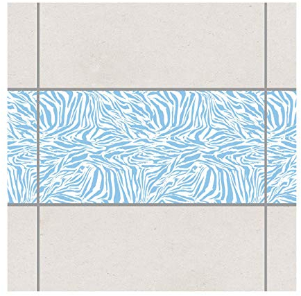 Fliesen Bordüre Zebra Design Light Blue 30x60 cm Blau, Setgröße: 10teilig
