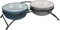 TRIXIE Eat on Feet Futternapf für Hunde, Petrolblau/Hellblau/Grau/Hellgrau, 2 × 1.6 L/ø20 cm