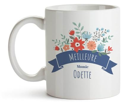 CADEAUX.COM - Mug Personnalisé En Céramique - Mamie Fleurie - Résiste Au Micro-ondes Et Lave Vaisselle - Idée Cadeau Personnalisé Avec Prénom et Message - Fête des Grands-Mères