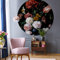 Fototapete Vliestapete Rund Heem Stillleben mit Blumen in einer Glasvase Kunstdruck Gemälde Blumenstrauß Arrangement Rose Pfingstrose Stillleben inkl. Schablone Ø140cm
