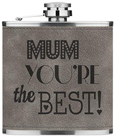 Maman You'Re le Meilleur 6oz Cuir PU Hip Flasque Gris Luxe