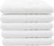 ZOLLNER 5er Set Badehandtücher in 100x150 cm - Flauschige Badetücher aus Baumwolle - mit moderner Streifenbordüre - waschbar bis 95°C - mit praktischem Aufhänger - in weiß - Hotelqualität