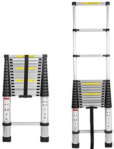 4,4M Teleskopleiter Klappleiter, alu Flexibel Teleskopleiter, Rutschfester Multifunktionsleiter, Haushaltsleiter 150 kg Belastbarkeit