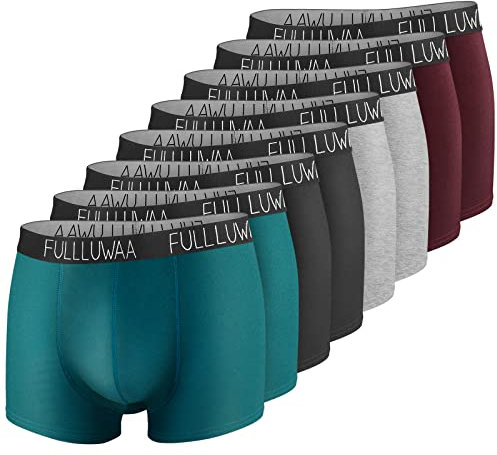 Fullluwaa Fitted Boxers Shorty (Lot de 8) Homme Coton sous-vêtement Trunk Caleçons ,XL,Multicolore