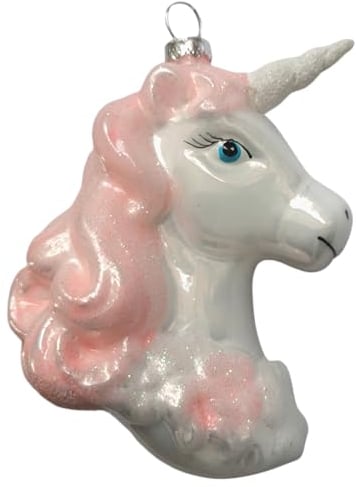 Generisch Einhorn Pferd Pony weiß Weihnachtsbaumkugel Glas Christbaumschmuck Weihnachten 2