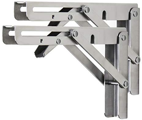 Regalträger 2 Stück Wand Klappkonsole Schwerlast Edelstahl Klappwinkel Schwerlast Schwerlastkonsole Klappbare Regalhalterung Schwerlastträger für Bänke und Regale,Silber(300mm*170mm)