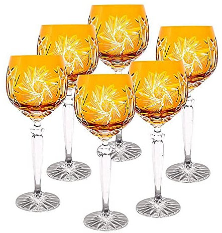 CRISTALICA Weinglas Weinkelch Römer Glas gelb Schleuderstern 6er Set 300ml