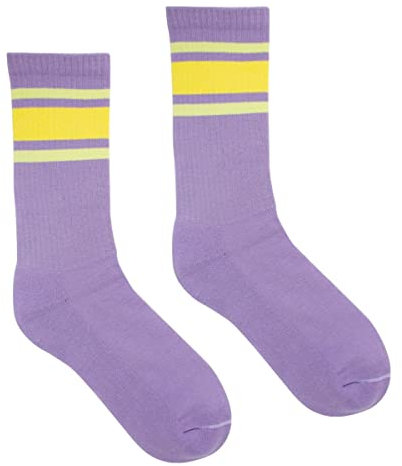 kabak Sportsocken Wadenlang Frottee 80er Retro Style Aerobic Laufen Yoga Unisex Farben Elastisches Bündchen Atmungsaktiv, Lila 36-41 EU