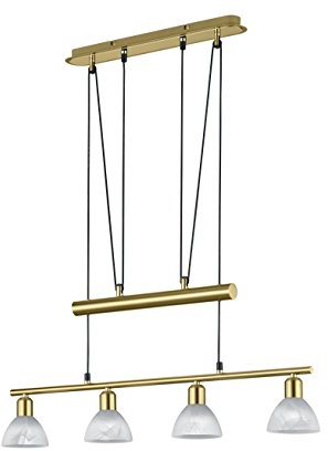 lightling LED Pendelleuchte Levin, JoJo Pendel, stufenlos höhenverstellbar auf 95 bis 160 cm, messing matt, Glas alabaster weiß, Breite: 61 cm, Tiefe: 11 cm