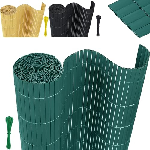 XMTECH PVC Sichtschutzmatte Sichtschutzzaun Wetterfest 90 * 500cm Grün Sichtschutz Zaun PVC Zaun Windschutz für Garten, Balkon & Terrasse