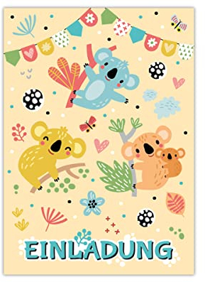12 Einladungskarten zum Kindergeburtstag Geburtstag Mädchen Jungen Koala