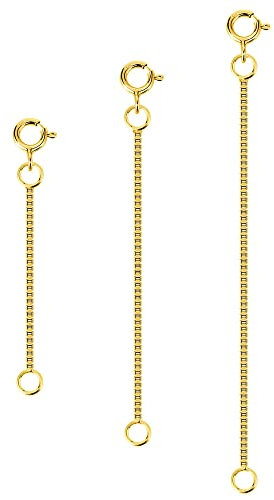 ALEXCRAFT Gold Necklace Chain Extenders Bracelet Extension, 3 Pcs 14K 925 Sterling Silver Bracelet Extension Necklace Extender Chains Extenders Spring Clasp for Jewellery Making 2 3 4 Inches