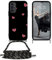 EuoDuo Compatible avec Samsung Galaxy A04s / A13 5G Coque Cordon Tour de Cou Telephone Portable Réglable Collier Étui Silicone TPU Noir Motifs Cover Protection Complète - Cœur d'amour