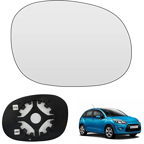 Cristal De Retrovisor Calefactable Compatible con Citroen C2 C3 Pluriel Peugeot 206 1007 2003-2009 Espejo Retrovisor (Derecha)