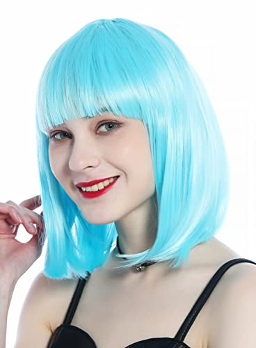 WIG ME UP - CW-052-T4516 Perücke Damen Karneval Halloween Longbob Pony glatt hellblau blau