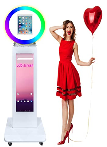 ZLPOWER Cabina fotografica portatile con software per iPad 10.2 11 11 12.9 pollici Photobooth Stand Shell Selfie Machine con controllo APP Schermo LCD e RGB LED Ring Light per il noleggio di feste
