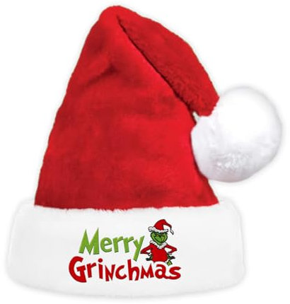 IDEAPRON Lustige Weihnachtsmütze, Merry Christmas Weihnachtsmannmütze, Neuheit Urlaubsmütze für Weihnachtsfeierbedarf, Samt, Winter-Kopfbedeckung für Erwachsene Kinder Frauen Männer