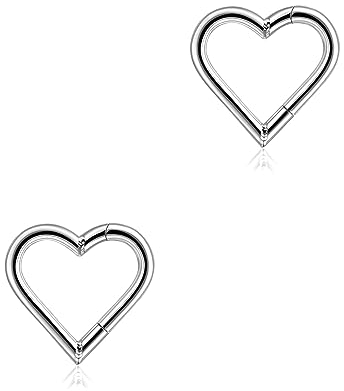 Lantine 16G Knorpel Ohrringe 316L Edelstahl Herz Ohrpiercing Scharnier Nahtlose Clicker Ohrring Conch Helix Rook Augenbraue Piercing Schmuck für Damen Herren 10mm