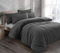 LIZZIE JACOBS Teddy Fleece Luxurious Duvet Cover Sets Super Soft Warm Cosy Sherpa Fleece WInter Quilt Cover Sets Reversible Bedding Sets (Double, Charcoal)