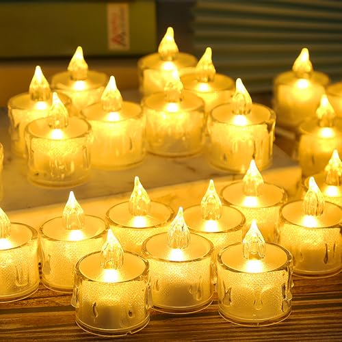 Amzeeniu LED Teelichter35 Stück Led Kerzen Elektrische Kerzen Flammenlose kerzen,batteriebetriebene Teelichter,LED-Kerzen 3.6x5 cm,Deko Wohnzimmer Weihnachten,Party,Hochzeit,teelichter led warmem Gelb