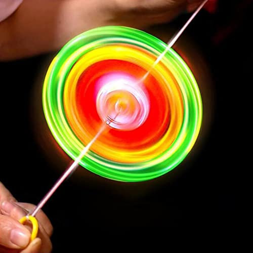 Htppzjr Volant d'inertie Spinner Fidget Light Rainbow Lightshow Orbital Flash Fantaisie Adulte Cadeau Pull Line Clignotant Brille dans le Noir Roue Colorée Tri et Empilable