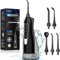 COSLUS Irrigador Bucal Portatil Flosser: 300ML Irrigador Dental Inalámbrico de Riego para Limpieza Dental Doble chorro de agua IPX7 Impermeable Limpieza Diente Para el Hogar baño y los Viajes Negro