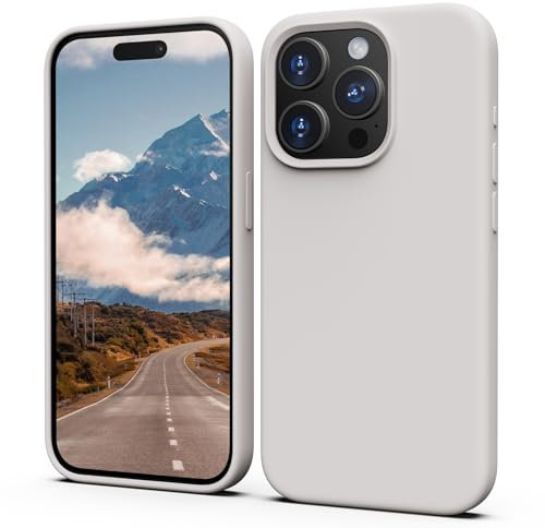 TIIXXA Silicone Case for iPhone 15 Pro Case, Soft Ultra Slim Protective Shockproof Liquid Silicone Phone Case, Anti-Scratch Microfiber Lining, 6.1 White