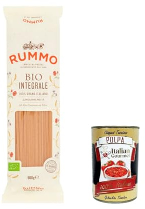 Italian Gourmet Pasta Integrale Linguine N.13 Vollkornnudeln lang 5 x 500g | Aus Hartweizen, ricca di fibre, ruvida e tenace in cottura; passt zu, Gesamtnettogewicht 2,5 kg + Kostenlos Polpa 400g