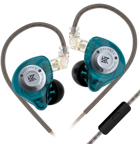 KZ EDX PRO X - Audífonos con cable, controlador dinámico superlineal de 10 mm, graves profundos y potentes, experiencia de audio inmersiva, micrófono de llamadas HD con cable desmontable de 2 pines