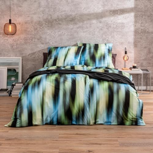 ESTELLA Mako Interlock Jersey Bettwäsche Janis grün 1 Bettbezug 155 x 220 cm + 1 Kissenbezug 80 x 80 cm