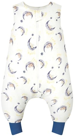WYTbaby Schlafsack mit Füßen 1.0 Tog, 100% Baumwolle Schlafsack mit Beinen Ganzjahres Babyschlafsack für Junge Mädchen 70cm (Baby Höhe 65-80cm)