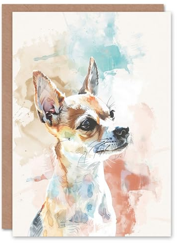 Artery8 Chihuahua Licht Aquarell Porträt Karte mit Hundemotiv Geburtstagskarte