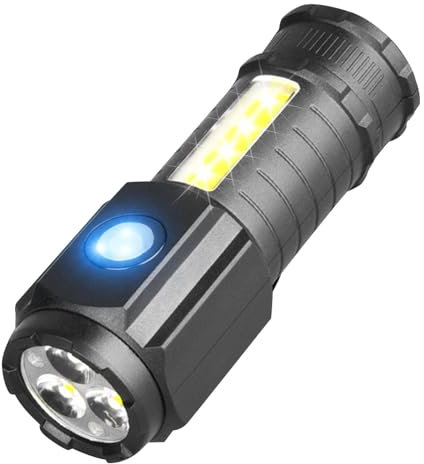 Teksome -Taschenlampen, hohe Lumen, kleine Taschenlampen, LED-Taschenlampe, magnetische Taschenlampen, einstellbare Helligkeit, wiederaufladbares Blitzlicht für Camping, Wandern,