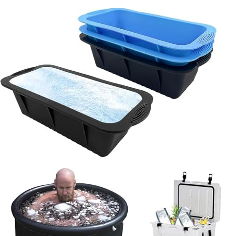 4 Pack Large Ice Cube Tray, Big Ice Cube Moulds, Silicone Large Ice Cube Molds, Reusable Giant Trays Making, Easy Release, Dishwashabl for Ice Bath Cold Plunge Tub or Coolers