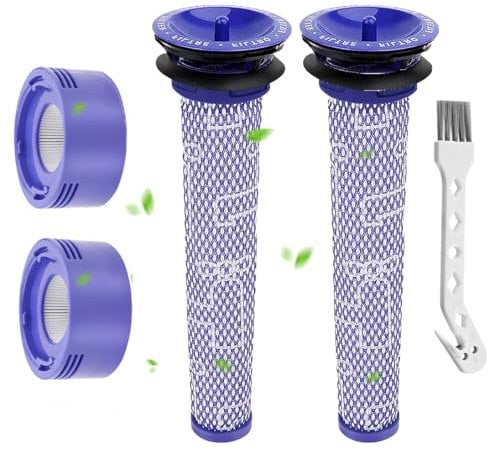 Laukowind V7 V8 Filter für Dyson, Ersetzt Filter und Vorfilter für Dyson V8 V7 Animal Absolute Motorhead Staubsauger, 2 HEPA-Nachfilter, 2 Vorfilter, 1 Bürste, # DY-96566101, DY-96747801