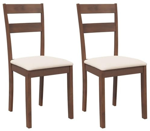 vidaXL Esszimmerstühle mit Kissen 2 STK. Braun Massivholz Gummibaum, Küchenstuhl, Stuhl, Beistellstuhl, Essstuhl, Wohnzimmerstuhl, Restaurant Stuhl