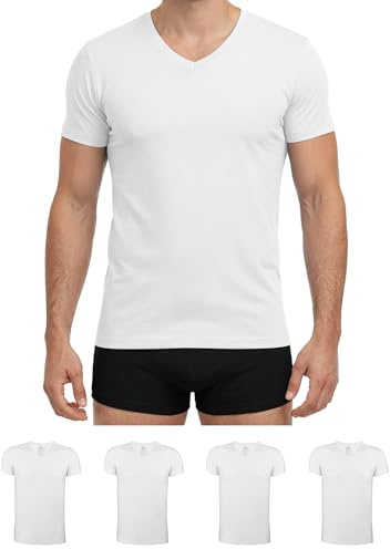ALPIDEX Camiseta Interior Hombre S-5XL Pack 4 T-Shirt Cuello V Algodón | 175 g/m², Cuello Pico, OEKO-TEX, Transpirable, Lavable Máquina, Casual, Deporte, Trabajo, Sub Camisa, Básica