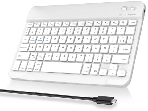 FOGARI Clavier sans Fil Bluetooth 11'' - AZERTY Portable Rechargeable Clavier pour Mac, iPad, iPhone,Samsung,Xiaomi/Redmi Pad,Huawei,Honor, Android, Windows - Blanc