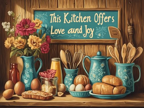 VAIIEYO 5D DIY Kitchen Diamond Art Kits Adults, Kitchen Diamond Painting, Paint with Round Full Drill Crystal Rhinestone Diamonds Gem Art for Home Wall Decoration Gift 12X16Inch-38