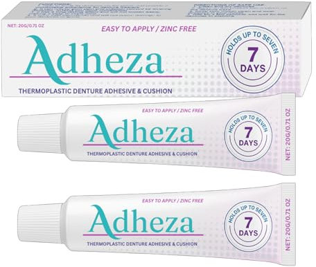 Adheza Dental Adhesive, Thermoplastic Denture Adhesive, Adheza Thermoplastic Dental 𝐀𝐝𝐡𝐞𝐬𝐢𝐯𝐞, 𝐀𝐝𝐡𝐞𝐳𝐚 Denture Fixative, For Daily Women Men Adults (2PCS)