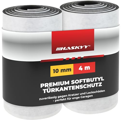 HASKYY Auto Türkantenschutz für Garagen, 2X Rollen 25 x 200 x 0,10 cm, Selbstklebender und Wasserdichter Garagenwandschutz, Schwarz Anprallschutz aus Butylkautschuk (Softbutyl)