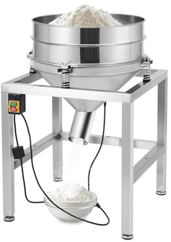Vibrating Sieve Stainless Steel Electric Sieve Machine, Commercial Automatic Electric Sifter Shaker Machine, Flour Sifter for Flour Powders,60Mesh