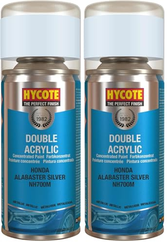 Hycote Double Acrylic Aerosol Car Spray Paint, Honda - Alabaster Silver, 150 ml (Pack of 2)